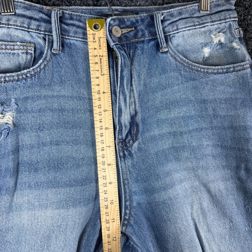 Judy Blue Distressed High Rise Straight Leg Jean Light Wash Raw Hem 9/29 JB88736 - Picture 7 of 10